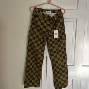 BDG Urban Outfitters Leila Chess Carpenter Pants Women’s 26 Green Checkerboard